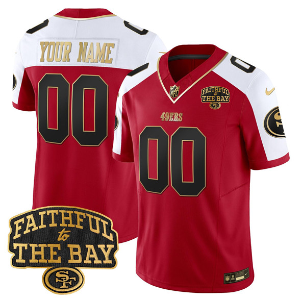 Men's San Francisco 49ers Active Player Custom Red Alternate 2025 F.U.S.E. Faithful To The Bay Patch Vapor Limited V8 Stitched Football Jersey
